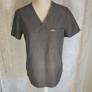 Figs 1 Pocket V-Neck Short Sleeve Scrub Top Graphite Size Small And XXS